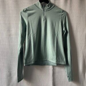 Allbirds 1/4 zip mockneck Natural Run Mid Layer in green hush